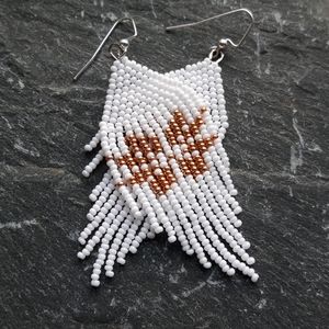 White and gold snowflake Fringe earrings